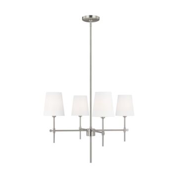 Baker Four Light Chandelier in Brushed Nickel by Visual Comfort Studio