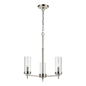 Zire Three Light Chandelier in Brushed Nickel by Visual Comfort Studio
