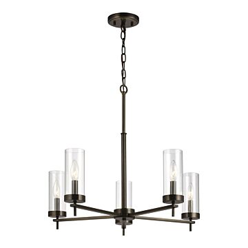 Zire Five Light Chandelier in Brushed Oil Rubbed Bronze by Visual Comfort Studio