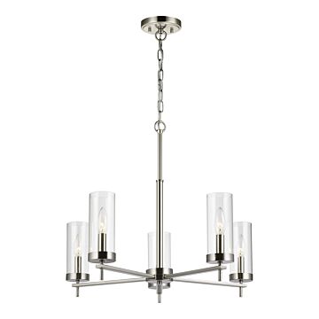 Zire Five Light Chandelier in Brushed Nickel by Visual Comfort Studio