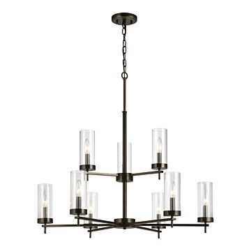 Zire Nine Light Chandelier in Brushed Oil Rubbed Bronze by Visual Comfort Studio