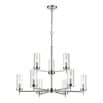 Sea Gull Zire 9 Light LED Chandelier in Chrome