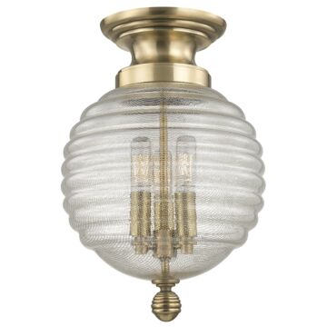 Coolidge Three Light Flush Mount in Aged Brass by Hudson Valley