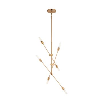 Axis Six Light Chandelier in Satin Brass by Visual Comfort Studio