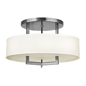 Hinkley Hampton 3-Light Semi-Flush Ceiling Light In Antique Nickel
