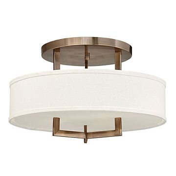 Hinkley Hampton 3-Light Semi-Flush Ceiling Light In Brushed Bronze