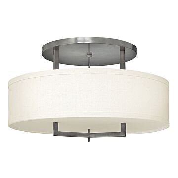 Hinkley Hampton 3-Light Semi-Flush Ceiling Light In Antique Nickel