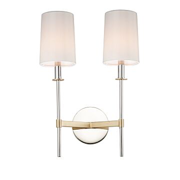Uptown Two Light Wall Sconce in Satin Brass   Polished Nickel by Maxim