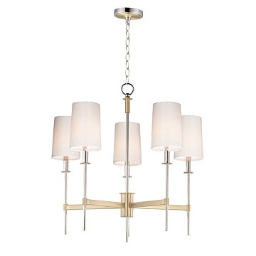 Uptown Five Light Chandelier in Satin Brass   Polished Nickel by Maxim