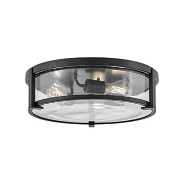 Lowell 3-Light Large Flush Mount Ceiling Light in Black with Clear glass