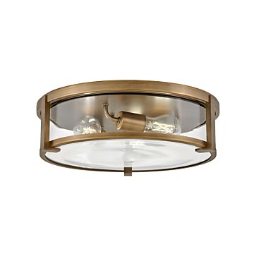 Lowell 3-Light Large Flush Mount Ceiling Light in Brushed Bronze with Clear glass