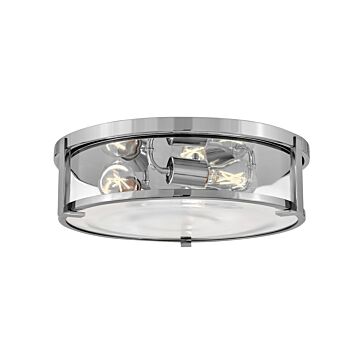 Lowell 3-Light Large Flush Mount Ceiling Light in Chrome with Clear glass