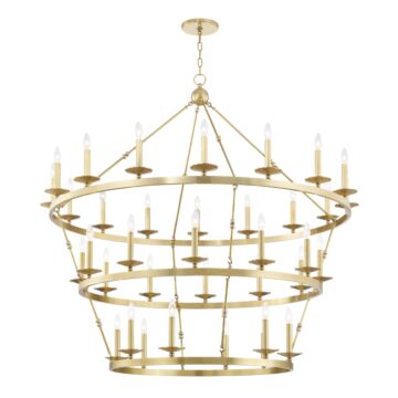 Allendale 36 Light Chandelier in Aged Brass by Hudson Valley
