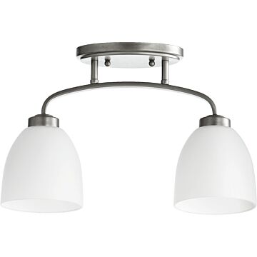 Quorum Reyes 2 Light 5 Inch Ceiling Light in Classic Nickel