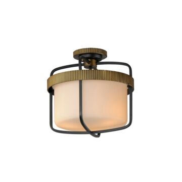Ruffles Three Light Semi Flush Mount in Black   Antique Brass by Maxim