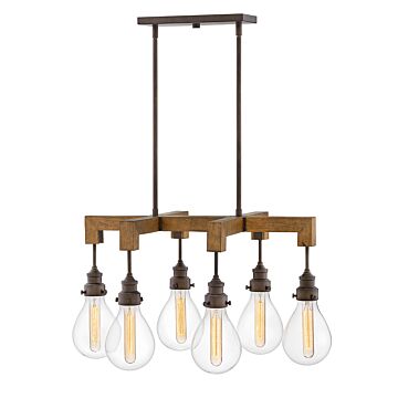 Hinkley Denton 6-Light Linear Chandelier In Industrial Iron