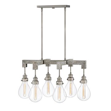 Hinkley Denton 6-Light Linear Chandelier In Pewter