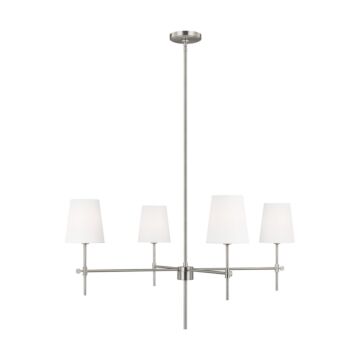 Baker Four Light Chandelier in Brushed Nickel by Visual Comfort Studio