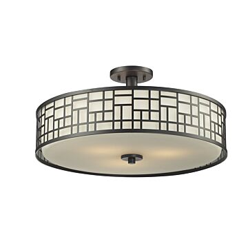 Z-Lite Elea 3-Light Semi Flush Mount Ceiling Light In Bronze