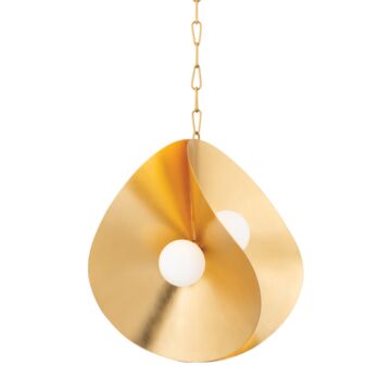 Peony Four Light Pendant in Gold Leaf by Corbett Lighting