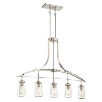 Poleis Five Light Island Pendant in Brushed Nickel by MinkaLavery