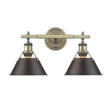 Orwell AB Two Light Bath Vanity in Aged Brass by Golden
