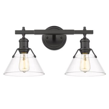 Orwell BLK Two Light Bath Vanity in Matte Black by Golden