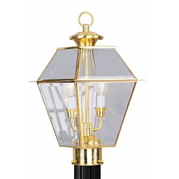 Westover 2-Light Outdoor Post Lantern in Polished Brass