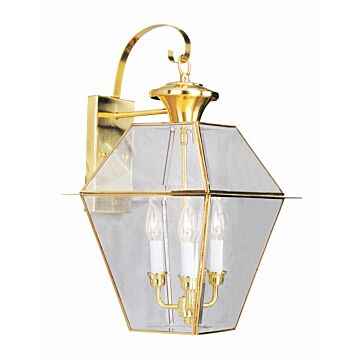 Westover 3-Light Outdoor Wall Lantern in Polished Brass