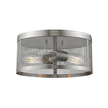 Z-Lite Meshsmith 2-Light Flush Mount Ceiling Light In Brushed Nickel
