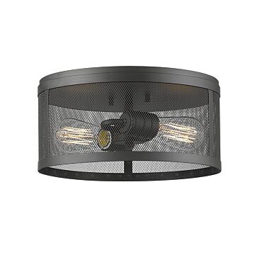 Z-Lite Meshsmith 2-Light Flush Mount Ceiling Light In Bronze