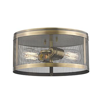 Z-Lite Meshsmith 2-Light Flush Mount Ceiling Light In Natural Brass