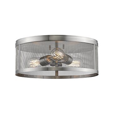 Z-Lite Meshsmith 3-Light Flush Mount Ceiling Light In Brushed Nickel