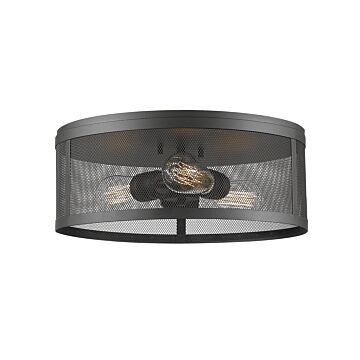 Z-Lite Meshsmith 3-Light Flush Mount Ceiling Light In Bronze