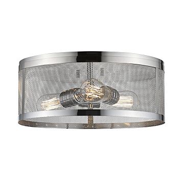 Z-Lite Meshsmith 3-Light Flush Mount Ceiling Light In Chrome