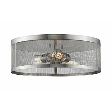 Z-Lite Meshsmith 3-Light Flush Mount Ceiling Light In Brushed Nickel