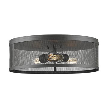 Z-Lite Meshsmith 3-Light Flush Mount Ceiling Light In Bronze