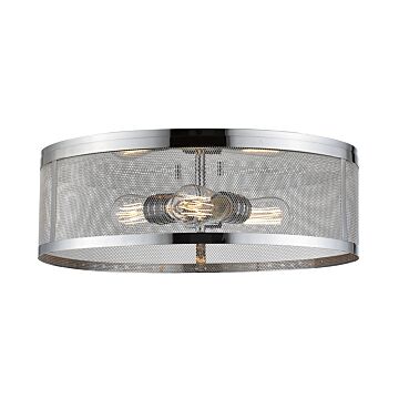 Z-Lite Meshsmith 3-Light Flush Mount Ceiling Light In Chrome