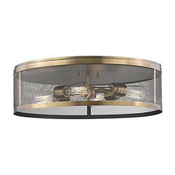 Z-Lite Meshsmith 4-Light Flush Mount Ceiling Light In Natural Brass