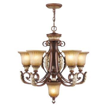 Villa Verona 5-Light Chandelier in Hand Applied Verona Bronze w with Aged Gold Leafs