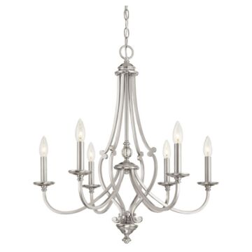 Savannah Row Six Light Chandelier in Brushed Nickel by MinkaLavery