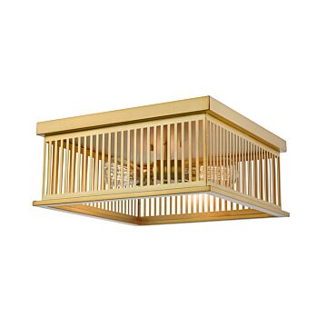 Z-Lite Camellia 3-Light Flush Mount Ceiling Light In Brass