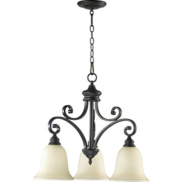 Bryant Three Light Chandelier in Oiled Bronze by Quorum International