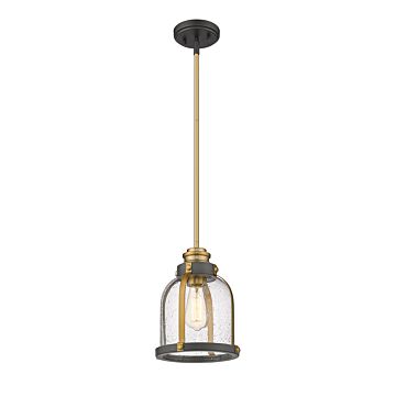 Z-Lite Burren 1-Light Mini Pendant Light In Bronze With Brass