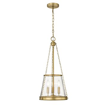 Z-Lite Prescott 3-Light Pendant Light In Rubbed Brass