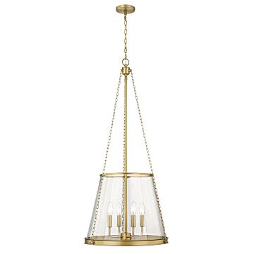 Z-Lite Prescott 4-Light Pendant Light In Rubbed Brass