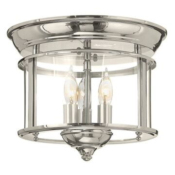 Hinkley Gentry 3-Light Flush Mount Ceiling Light In Polished Nickel