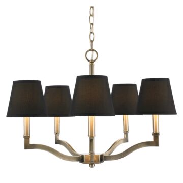 Waverly AB Five Light Chandelier in Aged Brass by Golden