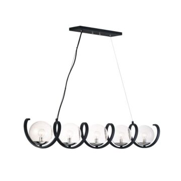 Curlicue Five Light Pendant in Black   Polished Nickel by Maxim