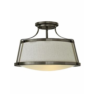 Hinkley Charlotte 3-Light Semi-Flush Ceiling Light In Antique Nickel
